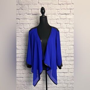 City Chic Sheer Top with Faux Leather & Zipper Details size S/16